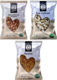 WONDERLAND Foods Hand Picked Premium Combo of Platinum Almonds, Cashews, Raisins
