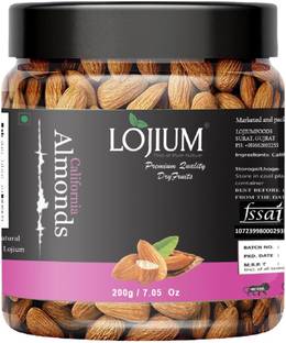 LOJIUM Premium Quality Dry California Almonds| Rich in Fiber(200g) Almonds