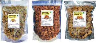 Debankan's Natural DF Combo Pack(3 x 100gm Pack)Almonds,Raisins /Kishmish,Dry Dates/Chuara Almonds, Raisins, Dates