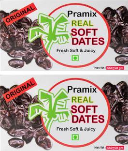 Pramix Soft Dates, Black Dates, Organic Soft Khajoor Fresh Juicy Dates - 1kg (2*0.5 kg) Dates