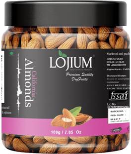 LOJIUM Premium Quality Dry California Almonds| Rich in Fiber(100g) Almonds