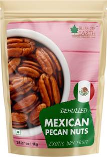 Bliss of Earth Mexican Pecan Nuts 1kg, Raw & Dehulled Pecan Halves, Flavonoids Rich Super Food Pecans