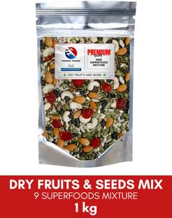 pranic foods Dry Fruits & Edible Seeds Mix - Nine Superfoods Mixture - All Premium - 1kg Assorted Seeds & Nuts
