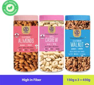 41 foods Dry fruits combo pack of kaju badam akhrot 450 GM Cashews, Almonds, Walnuts