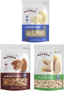 Nutraj Dry Fruits Combo Pack 600g, California Roasted Salted Pistachios, Almonds, Cashews