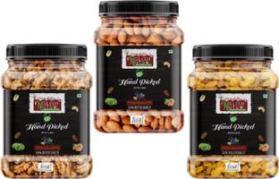 ENGLISH NUTS Almond Walnut Kernel Raisin|600g Dryfruits Combo|Badam Akhrot Kishmish|Jar Pack Almonds, Walnuts, Raisins