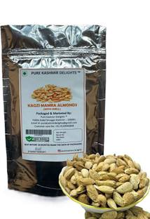 PURE KASHMIR DELIGHTS Kashmiri Kagzi Mamra Almonds With Paper Shell - 400g | 100% Natural Almonds