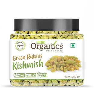 Hills Organics Green Raisins (Munakka)- 250G | 100% Fresh & Natural Kishmish Dry Fruits Raisins