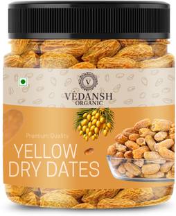 VEDANSH ORGANIC Premium Yellow Dry Dates (Kharak) - 250g | Natural & Sun-Dried | Peela Khajur Dry Dates