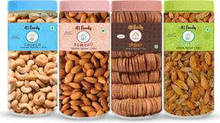 41 foods Dry fruits combo pack of Anjeer Badam Kaju Kishmish (150gm x 4) 600 GM Almonds, Cashews, Raisins, Figs