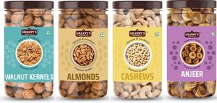 Grannys Dryfruits Almonds Cashews Walnut Fig Combo Pack Of 4 (250gx4 ) Premium,Healthy& Fresh Almonds, Cashews, Walnuts, Figs