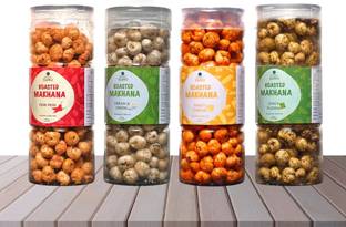 SURU Roasted Makhana 4 Flavours-Peri Peri,Tangy Cheese, Zingy Pudina, Cream & Onion Fox Nut