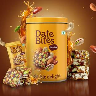 Farmley Date Bites | Indian Sweets | Dry Fruits Barfi | No Added Sugar | Almonds, Cashews, Dates, Pistachios