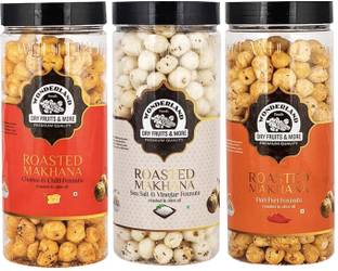 WONDERLAND Roasted Makhana Chese And Chilli, Sea Salt Vinegar & Peri Peri Foxnuts Assorted Nuts