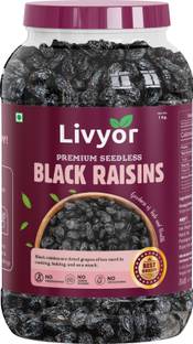 LIVYOR Afghani Black Raisins Seedless | Dry Fruits Raisins