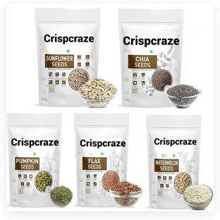 crispcraze Chia, Flax, Pumpkin, Sunflower, watermelon seeds combo (100*5) Assorted Seeds & Nuts