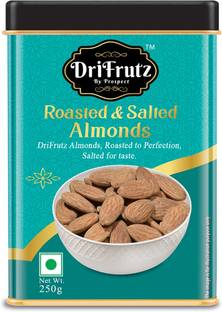 DRIFRUTZ Roasted & Salted Almonds | 250g Tin Pack | Crunchy Snack | Plant-Based Almonds