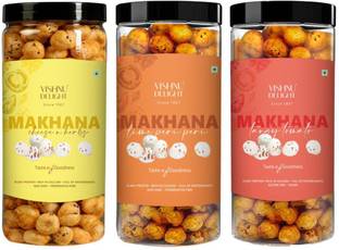VISHNU DELIGHT Crunchy, Healthy Non Fried Cheese, Peri-Peri & Tomato Twist Flavoured Makhana / Fox Nut