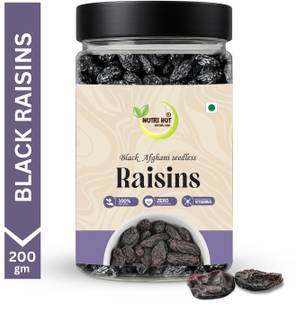 Nutri Hut Afghani Seedless Black Raisins | Premium Quality | Rich in Iron | Fiber Raisins