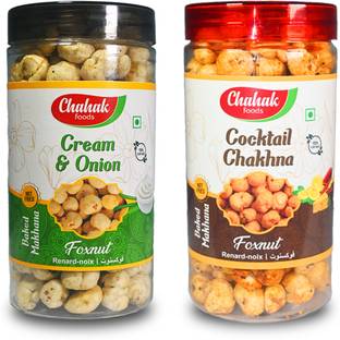CHAHAK Roasted & Flavored Makhana/Phool Makhana/Foxnut Cream Onion,Cocktail Chakhna Fox Nut