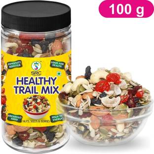 SRC Healthy Trail Mix | Nuts, Seeds & Berries 100g Ready to Serve Cashews, Almonds, Raisins, Cherries, Cranberries, Amla, Black Currant