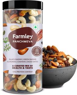 Farmley Dry Fruit Mix - Panchmeva - Almond,Cashew,Dates,Black Raisin,Green Raisin