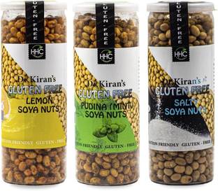 Dr. Kiran's Gluten Free Soya Nuts | Lemon | Pudina | Salty Flavour Healthy Soya Nuts Soy Nuts