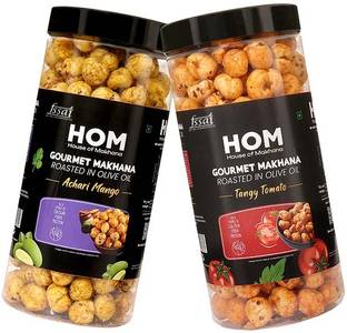 HOM House Of Makhana 130g Tangy Tomato And Achari Masala Gourmet Makhana Jar Fox Nut
