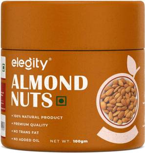 Elegity Plain Almonds - Dry fruit Papertube (100gm) | Nutritious & Delicious Badam Almonds