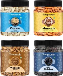 Temperado Cashew(250gm), Almond (250gm), Walnut (250gm) & Black Raisin(250 gm) Combo Cashews, Almonds, Walnuts, Raisins
