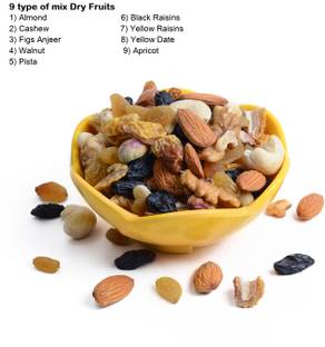 FreshTrain 9 Dry Fruit Mix (Almond/Cashew/Walnut/Pista/Figs/Date/Apricot/Kali Pili Kishmish Assorted Nuts