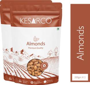 KESARCO 100% Natural Raw Almonds | Premium Badam Giri | Whole Almond Kernels 400gm Almonds