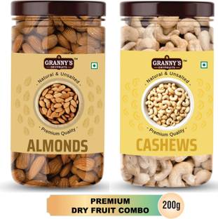 Grannys Dryfruits badam kaju combo pack of 2(2x100g) premium healthy & fresh Almonds, Cashews