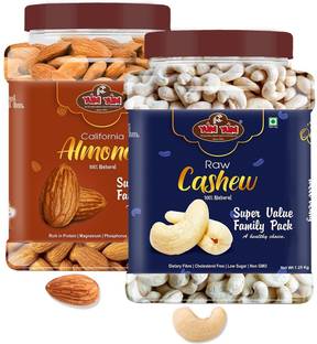 YUM YUM Premium Jumbo Almond (1kg) and Cashew 1kg) 1kg Dry Fruits Combo Pack- Almonds, Cashews