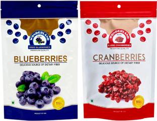 WONDERLAND NDFG6P8YG9CYUD4ZBlueberries & Sliced Dried Fruits Combo Pack of 2 (350g) Blueberry, Cranberries