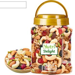 Nutri Delight Healthy Nutmix | Mixed Dryfruits | Source of Vitamin and Minerals Almonds, Apricots, Cashews, Figs, Dry Dates, Raisins, Kiwi, Assorted Seeds & Nuts