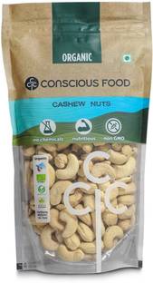 Conscious Food Organic Whole Cashew Nuts 250g | Konkan Kaju, W240 grade cashew Cashews