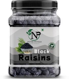 nutri petals Seedless Indian Black Raisins | Dry Grapes Kali Kishmish Dry Fruits Raisins