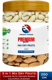 pranic foods 3 in 1 Mix Dry Fruits - Cashew, Almonds & Golden Raisins - 250gm