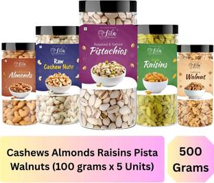 lila dry fruits Dry fruits combo pack of Cashews Almond Pista Raisin Walnut (100 G x5) Cashews, Pistachios, Almonds, Raisins, Walnuts