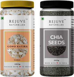 Rejuve Naturelles Body Cooler Combo Pack - Gond Katira 200 G & Chia Seeds 200 G Assorted Seeds & Nuts