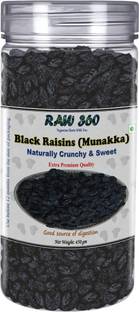 RAW 360 Black Raisins (Black Munakka), Natural Sweetness Inside Raisins