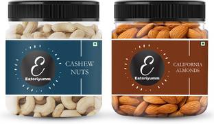 Eatoriyumm Dry Fruits Combo|California Almonds + Cashews (250g Each) Almonds, Cashews