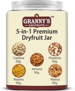 Grannys Dryfruits Premium Dryfruits Combo (Badam Kaju Pista Akhrot Kishmish)50 grams each(50gx5) Assorted Nuts