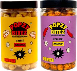 POPZY BITEZ Cheese & Peri Peri Makhana Combo | Roasted Foxnuts | Guilt-Free Crunchy Snacks Fox Nut