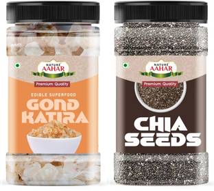 Nature Aahar Summer Heat Cooler Combo Pack - Gond Katira & chia seeds (100gm each)100gm*2 Dried Gum