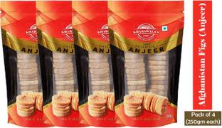 KHARAWALA'S Afghanistan Soft and Sweet Best Quality Figs (Anjeer) Pack of 4 (250 gms each) Figs