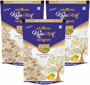 KajuMitra (W280) Premium Natural Whole Cashew (Kaju) 100% Organic Pack of 3 Cashews