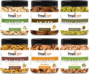 TINGA TOLI Dry Fruits Combo Pack| Healthy and Tasty Snacks | Jar Pack| Raisins, Cashews, Walnuts, Almonds, Pistachios, Figs