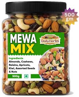 DAILYHERBS Mix Dry Fruit | Mewa Mix | 500gm |( AA Almonds, Cashews, Raisins, Apricots, Dates, Kiwi, Gooseberry